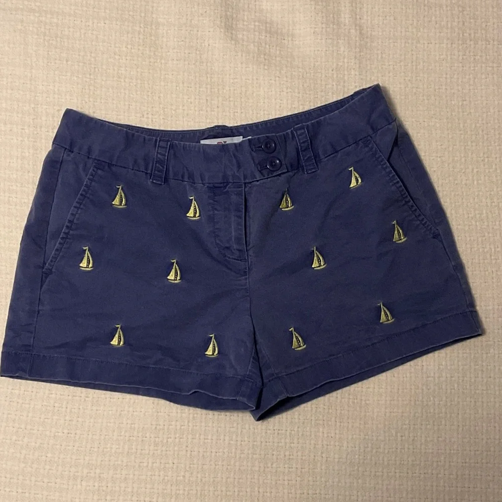 Vineyard Vines Navy Shorts with Yellow Sailboat Accents